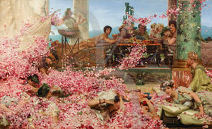 Painting of a Roman banquet. The Roses of Heliogabalus by Sir Lawrence Alma-Tadema. Fine Art Print