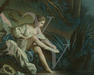 Nymph Bathing. Rococo Painting. Fine Art Print