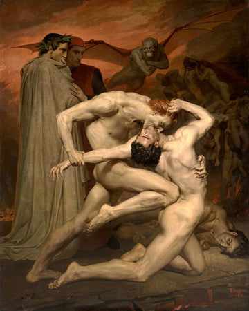 Dante and Virgil painting by William-Adolphe Bouguereau From The Divine Comedy.