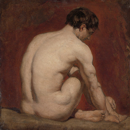 Male Nude Figure Study. Victorian painting. Fine art print
