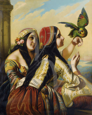 Two Women with a Parrot fine art print