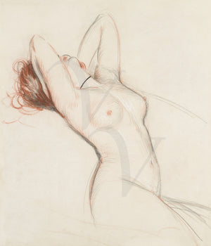 Reclining female nude. Boudoir artwork. Erotica. Fine art print