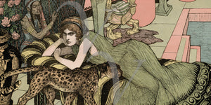 Decadent Art Nouveau woman with leopard fine art print