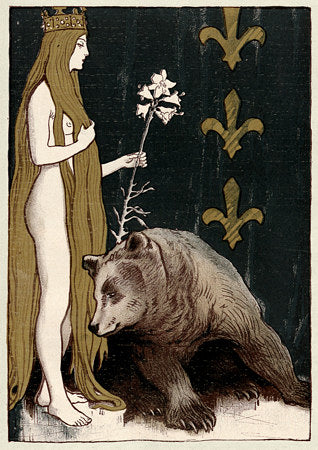Bear and the Maiden Fair. Vintage Art Nouveau illustration. Fine Art Print