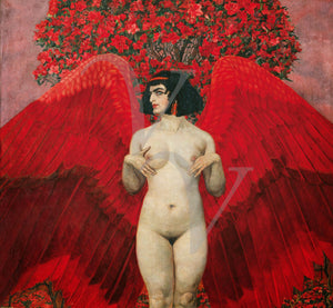 Red Angel. Symbolist painting. Fine art print