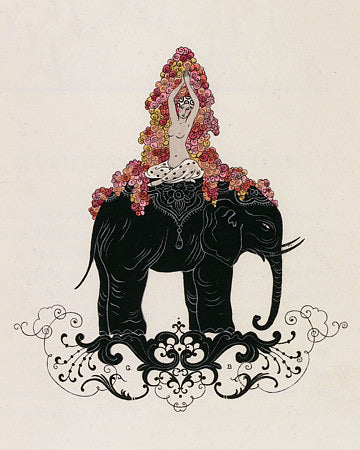 Exotic woman on elephant by Georges Barbier. Fine art print
