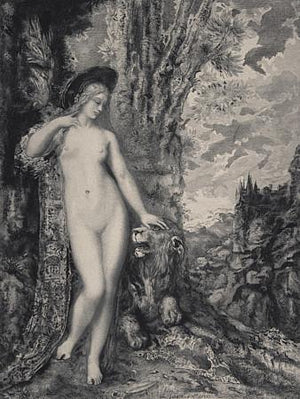 Le Lion Amoureux etching. Félix Bracquemond after Gustave Moreau. Fine art print