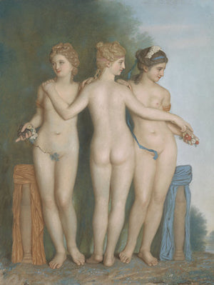 The Three Graces. Classical female nudes painting. Fine art print