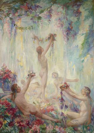 The Maidens of Spring. Antique Pagan Goddess Painting. Fine Art Print 