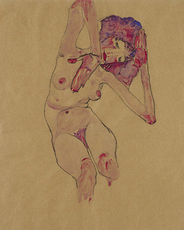 Decadent nude woman by Egon Schiele.. Fine art print 