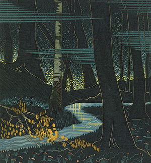 Art Deco Night Forest. Fine Art Print