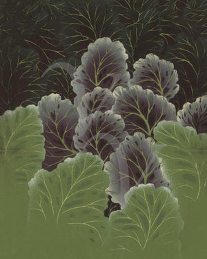 Exotic Japanese leaves painting. Fine art print 