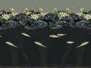 Water Lilies and Fish design. Japonisme. Fine Art Print