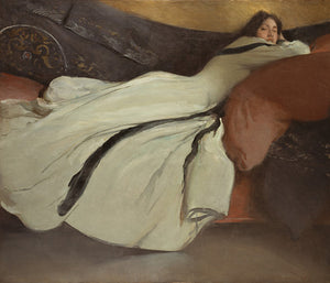 Lounging woman. Victorian portrait painting. Fine art print
