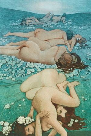 Ocean Lovers. Vintage Lesbian erotica. Fine art print