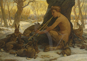 Painting of the young Satyr Marsyas Enchanting the Hares by Elihu Vedder
