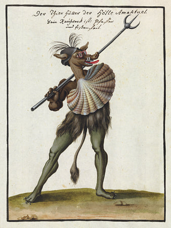 Amahbuel Animal protector of hell.  Illustration from the Compendium Rarissimum compendium of magic and demonology.