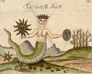 Antique Alchemy Manuscript. Sun and Moon. Fine Art Print