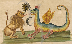 Alchemy. Clavis Artis Lion and Dragon. Fine Art Print