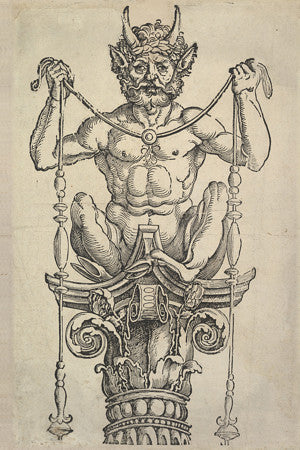 Horned God woodcut by by Albrecht Dürer. Pan. Fine art print