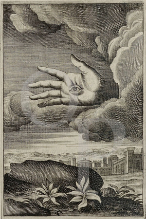 Mystical hand with an eye. Esoteric illustration