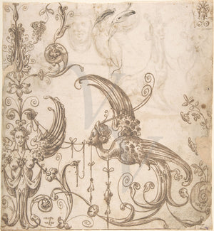 Mythical Winged Creatures. Decorative Curiosities, Women &Nature Oddities. Fine Art Print