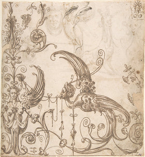 Winged Creatures and Curios. Antique Spanish ornamental artwork. Fine Art Print