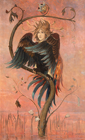 Gamayun bird by Viktor Vasnetsov. Russian folklore painting. Fine art print 