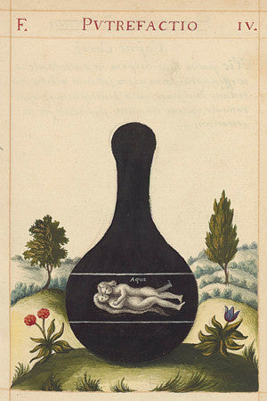 The Alchemical Process Putrefactio. Antique alchemy painting. Fine art print