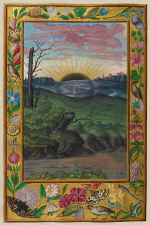 The Black Sun. Alchemical illumintaed painting from Splendor Solis.