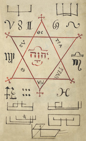 A page from The Clavis Inferni (the Key of Hell) by Cyprianus. Occult, black magic symbols. Fine art print