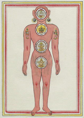 Painting of Vishnu as Virat Purusha - the universe in the shape of a Cosmic Man. Hindu fine art print