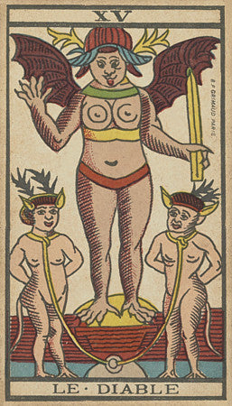 The Devil. Illustration from an antique French tarot card. Fine art print