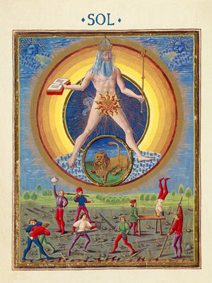  Sol (The Sun) with the sign of Leo. Zodiac painting from an Italian Renaissance astrological manuscript