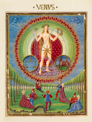 Venus with the signs of Libra and Taurus. Renaissance astrological painting