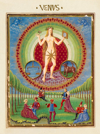 Venus with the signs of Libra and Taurus. Zodiac painting