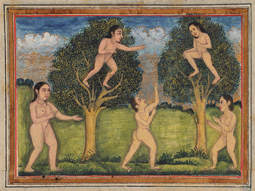 Persian painting of two Waqwaq Trees 