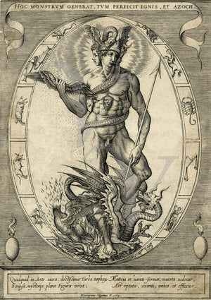 Allegory of Alchemy. Italian engraving 