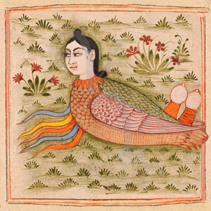 Persian Bird Woman. Antique illustration of a mythological creature, Persia