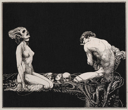 Night Music. Decadent masked nude listening to music