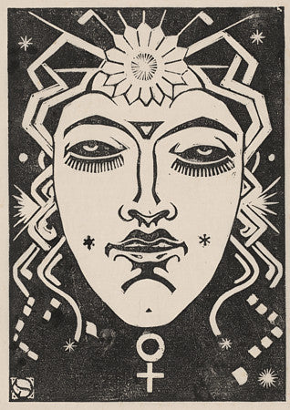 Venus. Goddess of love woodcut. 
