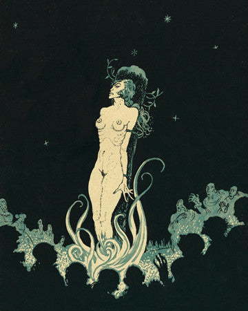 A witch burning at the stake. Vintage Illustration. Witchcraft