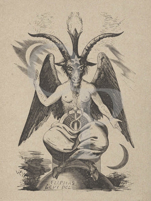 Baphomet. Illustration of the Sabbatic Goat by Eliphas Levi. Magick. 
