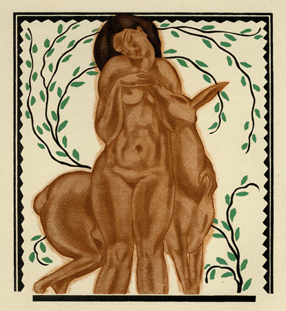 Woman with Deer. Vintage illustration