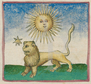 The Sun in the House of Leo. Medieval zodiac illustration