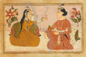 An Indian Princess offers a cup to a Prince. Fine art print