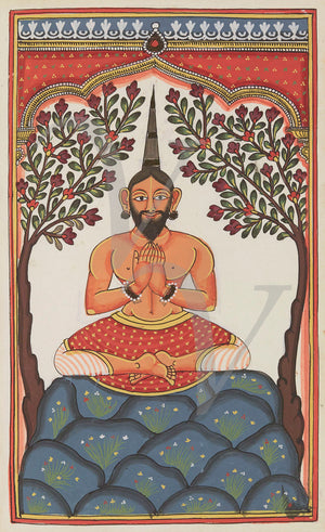 Meditating Yogi. Indian Hindu painting. Fine Art Print