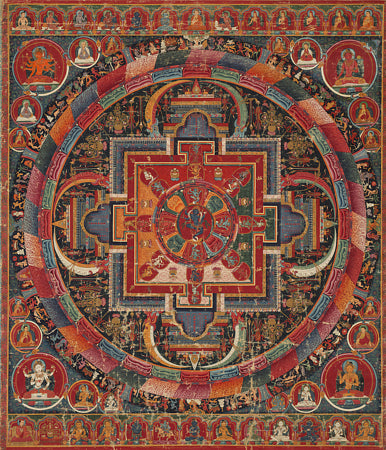 Tibetan painting of a twenty-three Deity Nairatmya Mandala. Buddhist Deities. Fine art print