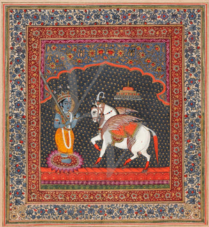Kalki, white horse Avatar of Lord Vishnu. Hindism fine art print