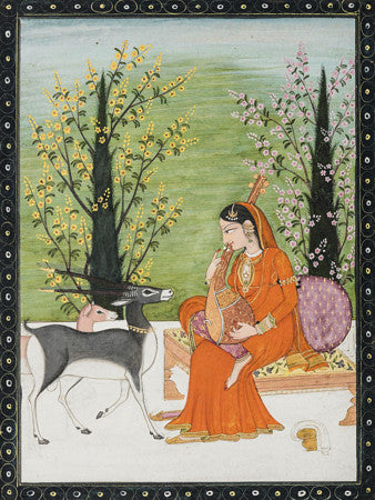 Todi Ragini. Indian Ragamala painting, Kangra, India. Fine art print